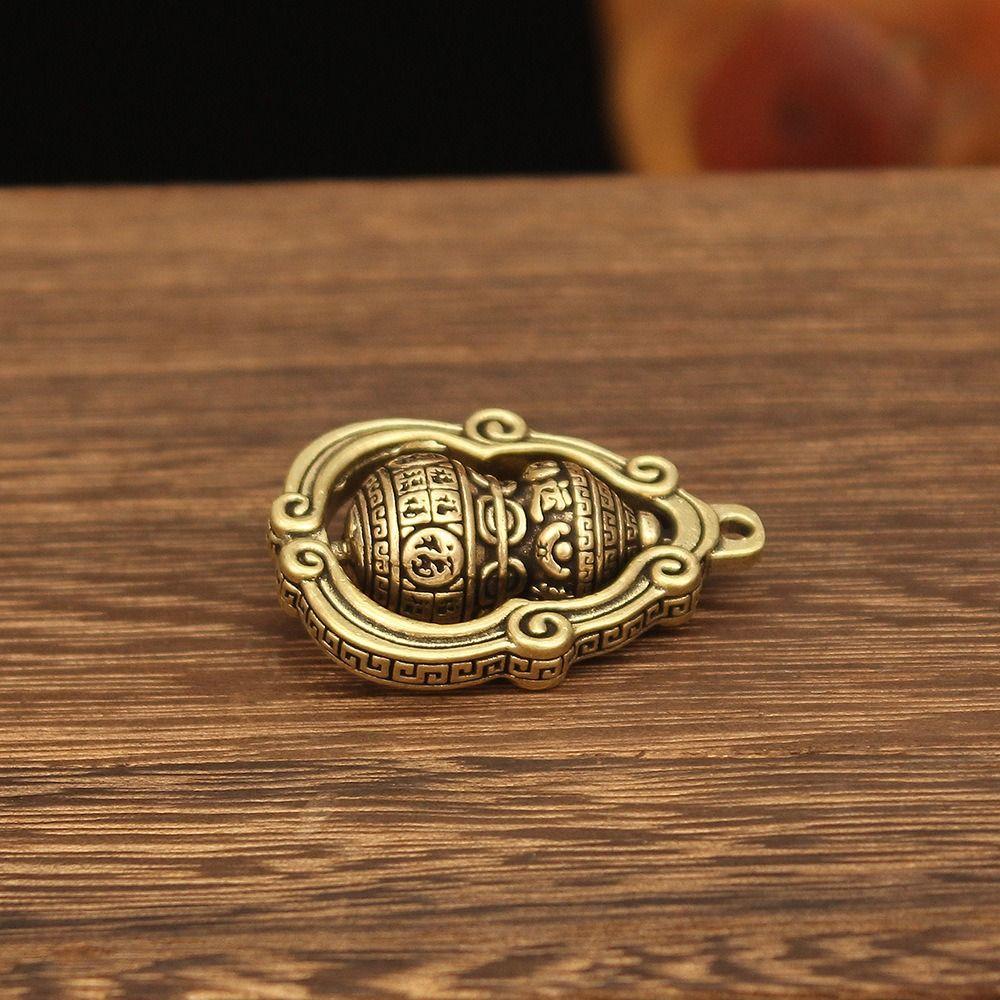 Lucky Brass Gourd Pendant Brass Crafts Mini Gourd Figurines Rotating Gourd Ornaments Desktop Decor
