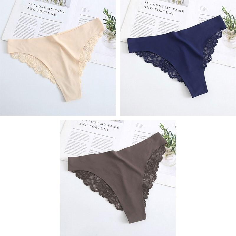 3 Stück Damen Sexy Dessous Slips Spitze Übergröße Slips Niedrige Taille Unterhosen Intimbekleidung Nahtlose Slips Seidenhöschen Damen Tangas
