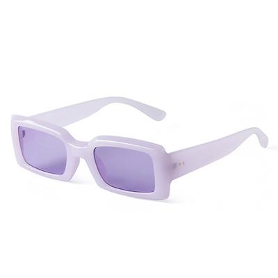SO&EI Ins Popular Fashion Rectangle Sunglasses Women Retro Jelly Color Eyewear Shades UV400 Men Square Blue Purple Sun Glasses