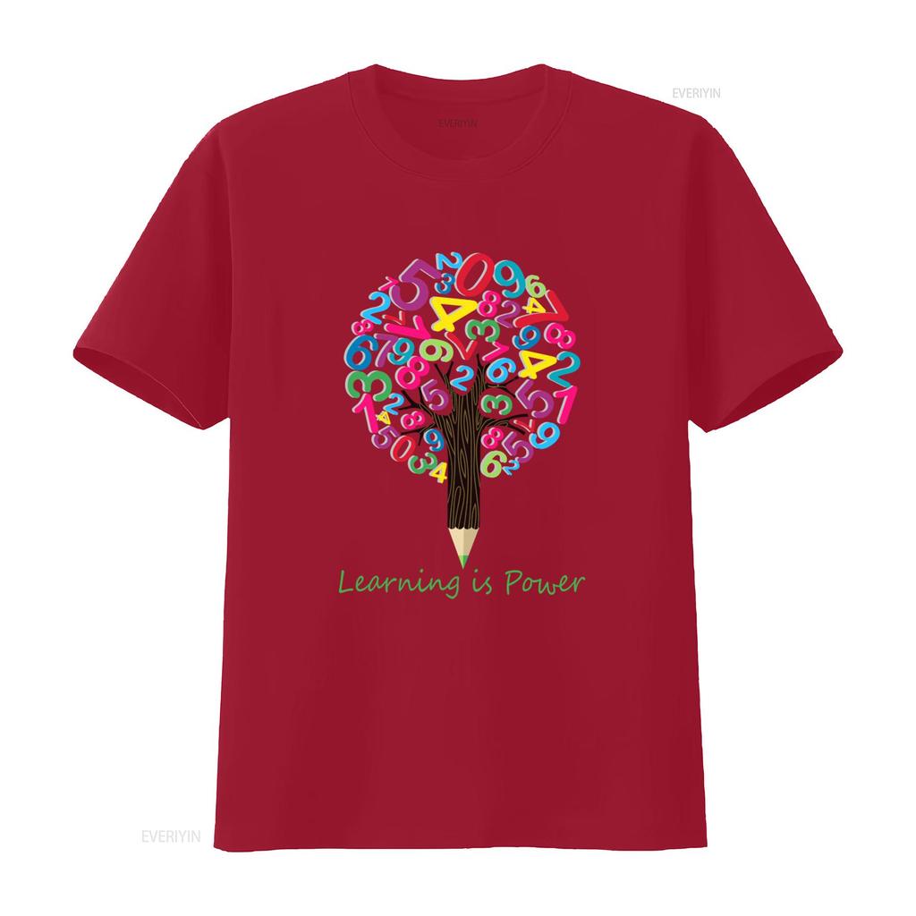 National Numeracy Day Maths Number Tree T Shirt for Boys Girls Kids Learning is Power Design vintage Washed Casual Soft