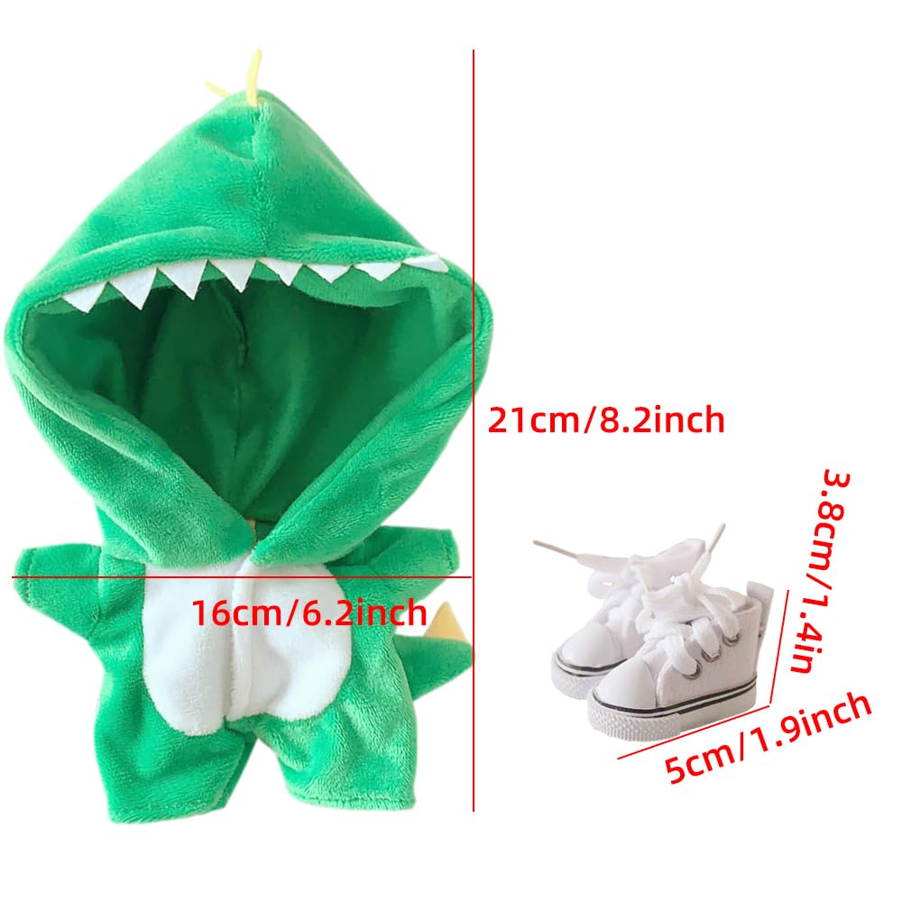 Hainele pentru păpușă niannyyhouse de 20 cm, salopetă + pantofi pentru animal de pluș, set din 2 piese, haine cu dinozauri, haine din bumbac pentru păpușă, pijama, haine de bebeluș pentru păpușă