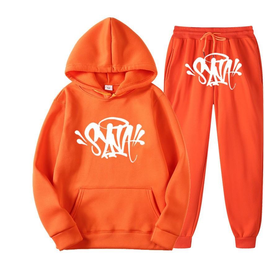 SynaWord High Street Fashion Trendy Brand Suit Men's Ins Trend Hip Hop Hoodie Syna Print Sweater Suit