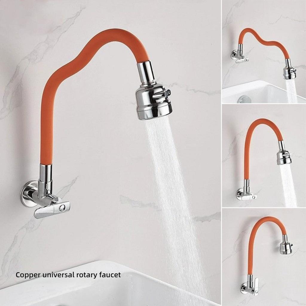 New Kitchen Bathroom Wall Mounted Faucet Single Cold Rotatable Extension Water Hose Antifreeze and Crack Prevention Tap