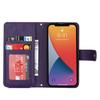 For iPhone 13 mini Stand Case PU Leather Phone Cover with Straps/Zipper Wallet/Multiple Card Slots