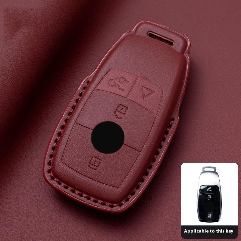 Genuine Leather for Mercedes Benz E Class GLC CLA W222 W223 W212 W204 AMG 4 Button Remote Car Key Case Cover Holder Accessories