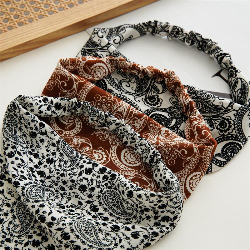 Paisley Elastic Headband Muslim Hijab Hair Band Women's Turban Vintage Head Wrap Hair Accessory