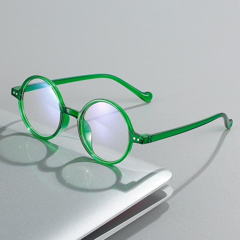 Retro Green Small Round Frame Reading Glasses Ultra light Presbyopic Eyeglasses Anti-blue Light Hyperopia Eyewear Diopter +4.0