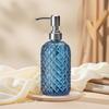 1pc 16oz Blue Soap Dispenser Bathroom, Glass Soap Dispenser with Pump, Gem Patterned Glass Soap Dispenser for Hand Soap
