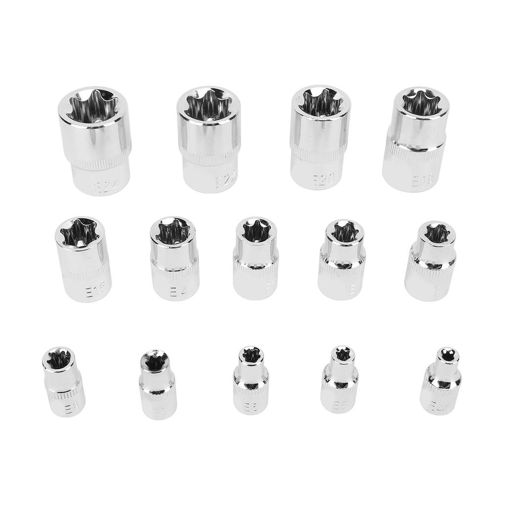 14Pcs E Star Socket Set Chrome Vanadium Steel Portable External Star Socket Set for Repair