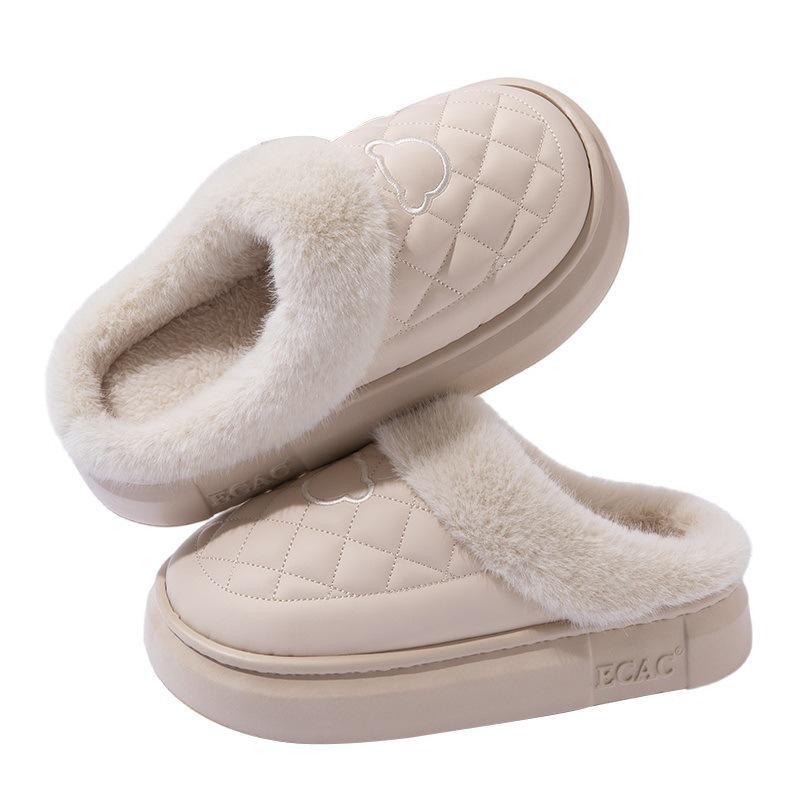 Women's Winter 2024 Plush Cotton Slippers: Thick, Warm, Non-Slip, and Deodorant - Perfect for Indoor Use and Confinement