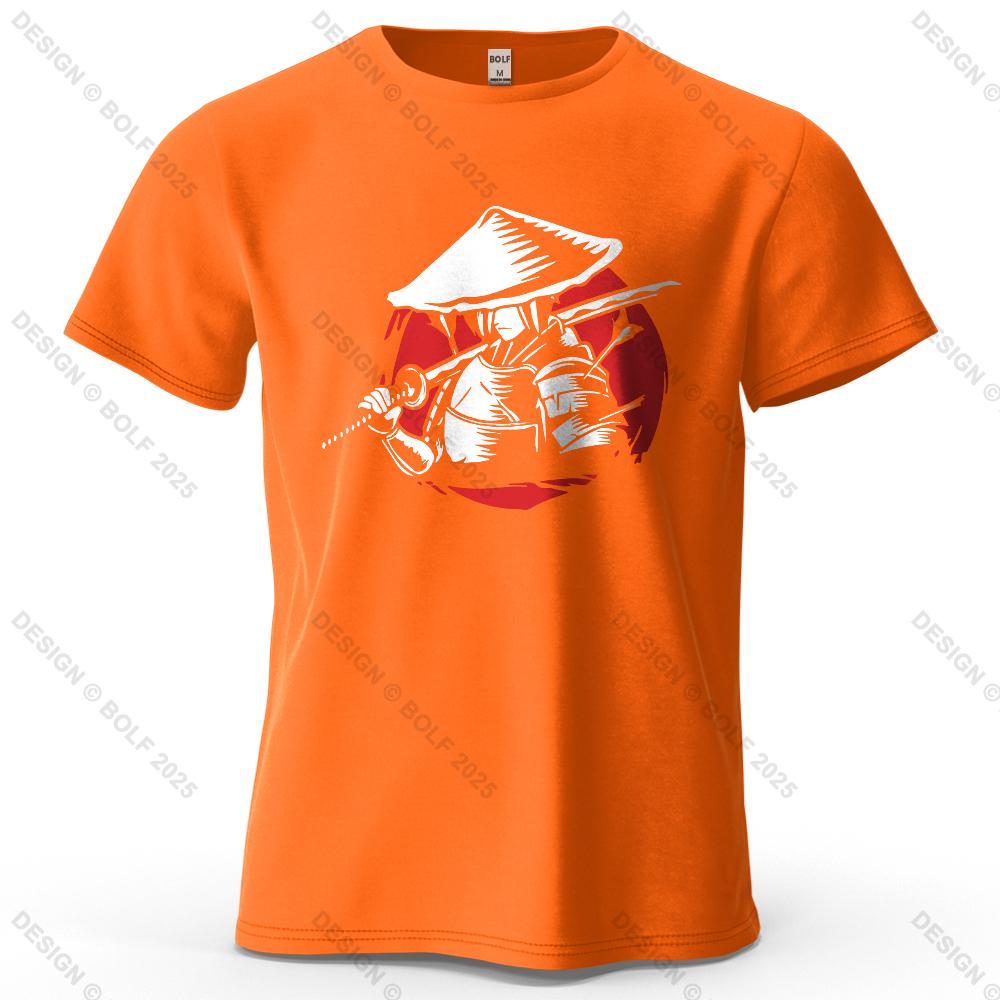 Samurai Cool Printed Men's T-Shirt 100% Cotton Oversized Traditional Graphic Tees for Women Tops Tees Casual Streetwear