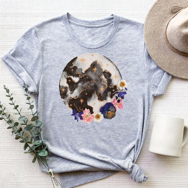 Îmbrăcăminte cu flori în acuarelă, ocazional, cu mânecă scurtă, în stil dulce anilor 90, pentru femei, imprimeu, tricou grafic pentru femeie, tricou, top, la modă