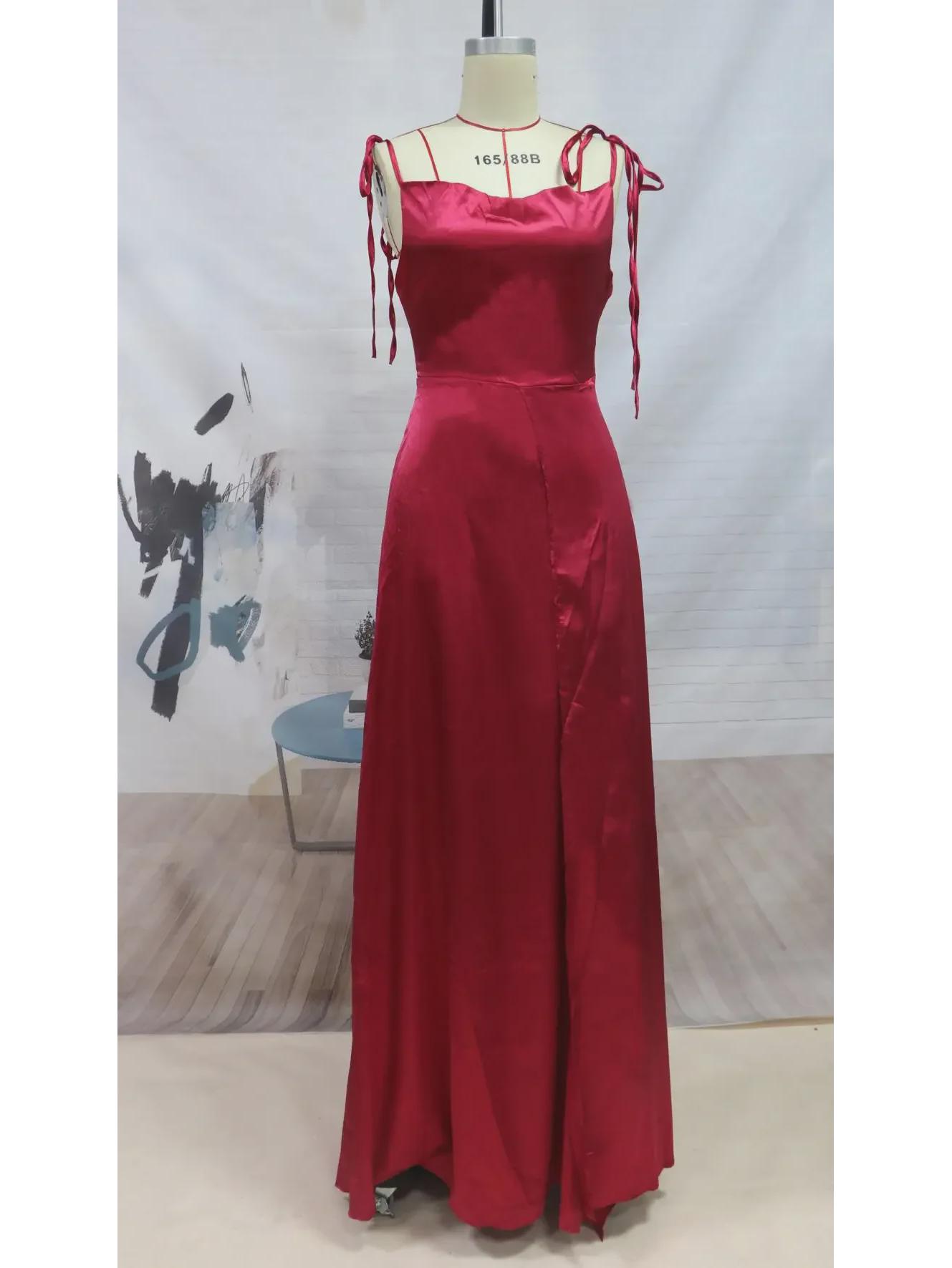 

Изысканное летнее вечернее платье с разрезом на тонких бретельках для женщин Extra Large бордовый