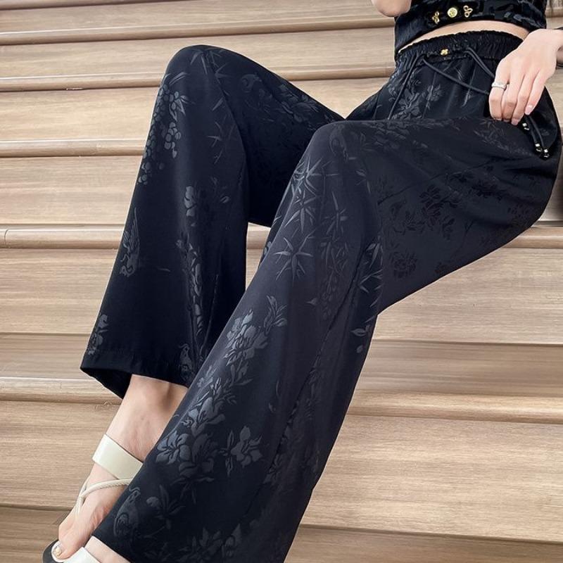 New Chinese Style Wide Leg Women's Summer Thin High Waist Loose Casual Pants