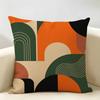 Retro MidCentury Abstract Cushion Cover Durable Hypoallergenic Organic Linen Short Pillow Cover Washable