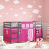 VidaXL Children's Mezzanine Bed and Curtains, Elevated Bed for Children with Ladder, Bedroom Storage Furniture, Modern, Pink 3206972