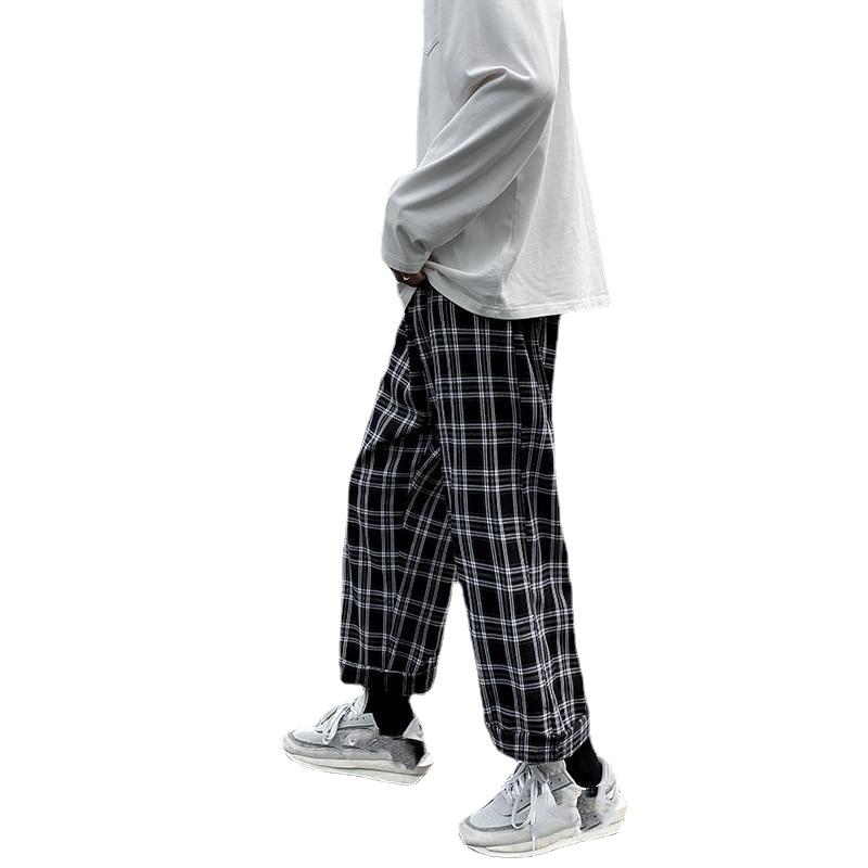 

Men s Spring and Fall Pants Loose Large Size Plaid Pants Casual Sweatpants XXL чорний