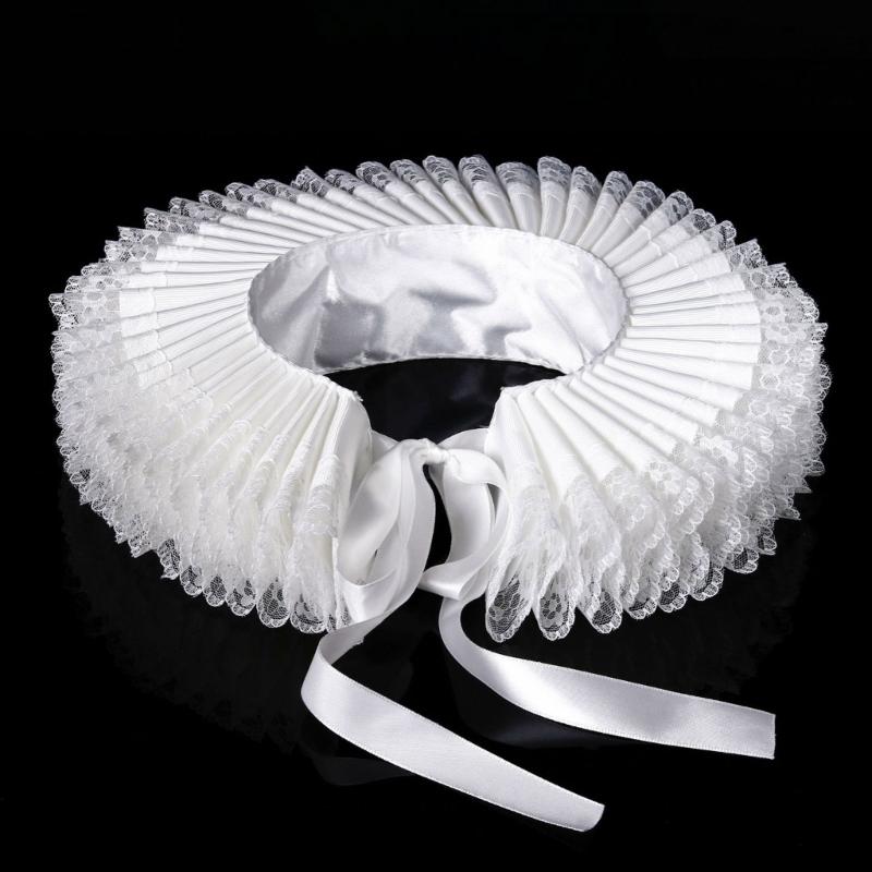 Comfortable Elizabethan Neck Ruff Victorian Ruffle Choker Adjustable Neck Ruff for Medieval Costume
