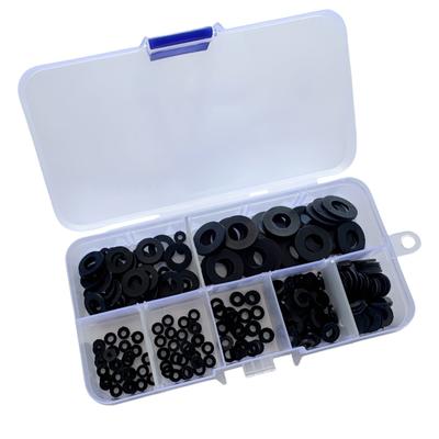 350pcs  Black Plastic Nylon Flat Washer Plane Spacer Insulation Gasket Ring For Screw