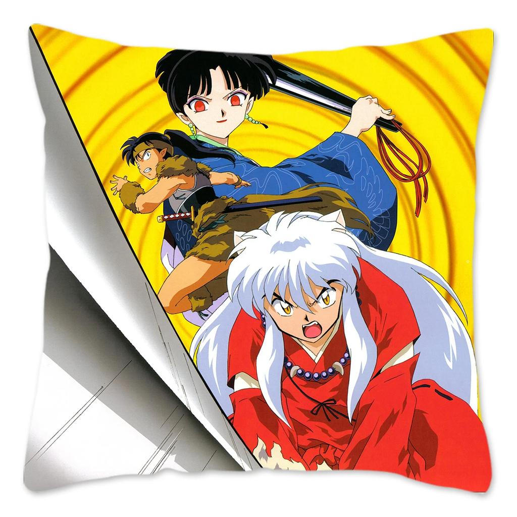 Japanese Anime Inuyasha Pillow Case Home Decoration Polyester Cushion Cover for Sofa Square Pillow Cover Gift for Friends