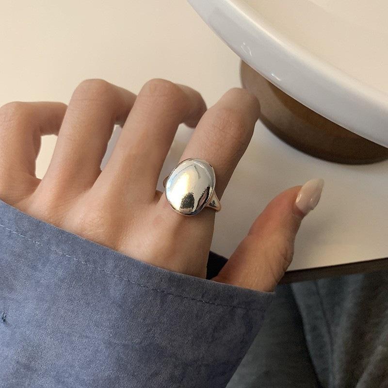 Sliver-Plated Pearls Beading Double Layer Ring For Women Girl Gift Luck Simple Retro Jewelry