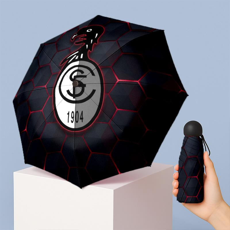 SC Freiburg FC Mini 5 Fold Pocket Umbrella Compact Lightweight Anti UV Rain Sun Protection Umbrella Portable Travel Umbrella