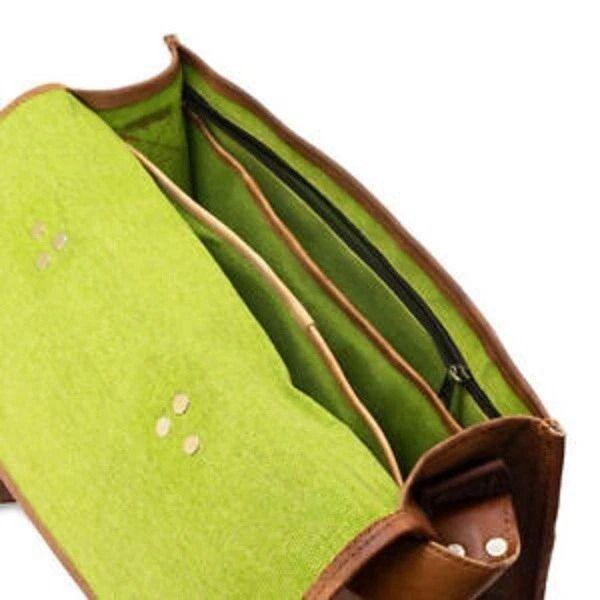 Briefcase Vintage Brown Leather Men's Messenger Shoulder Laptop Brown Bag
