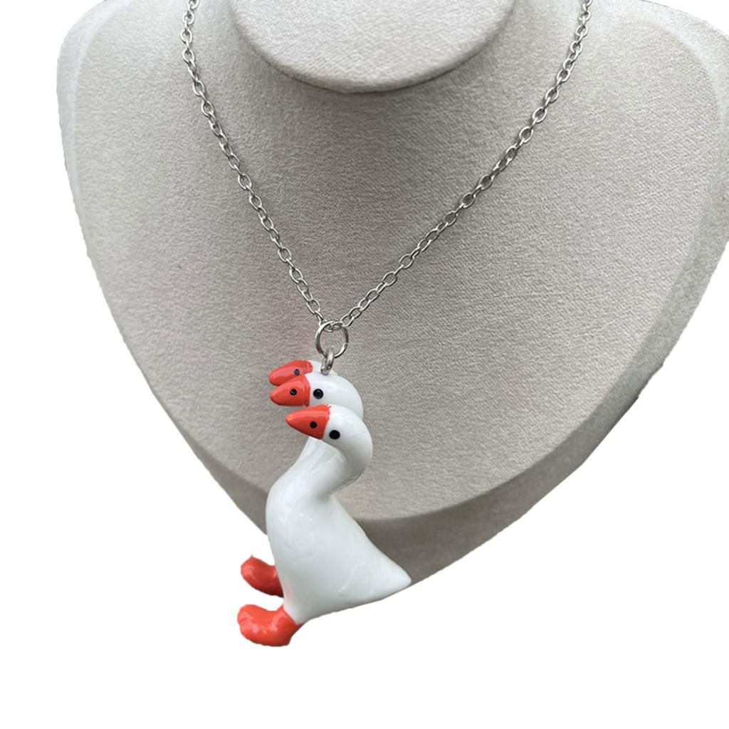 Stylish Drop Earrings Dangle Earring Goose with Three Heads Shape Keychain Necklace Perfect for Daily Life Parties Dates