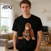 Lightweight Summer T-shirt Monkey Punch T-Shirt Short Sleeve Round Neck Casual Tee Cute Versatile Orangutan Pattern Shirt for Men Women Street