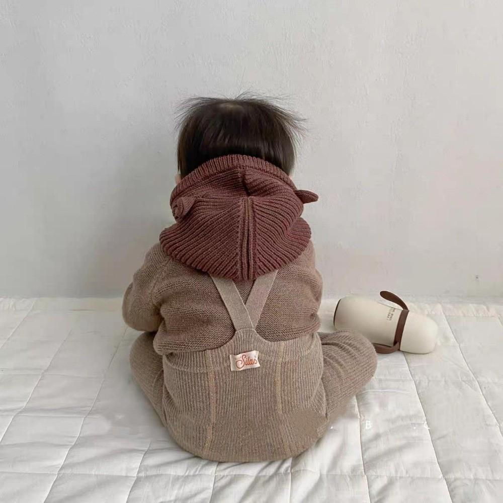 Ear Protection Baby Beanie Hat Solid Color Kids Scarf Cap Cute Knit Balaclava Hat  Winter