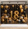 Black and Gold Balloon Gift Theme 18th Birthday Banner Backdrop Cloth Adult Gift Birthday Party Decoration Photography Backdrop
