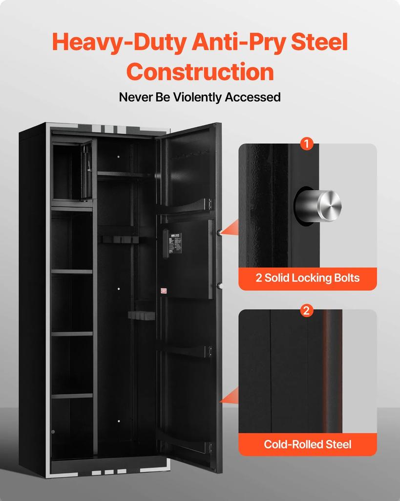 VEVOR 4 Gun Safe, Long Gun Cabinet for Rifles and Pistols, Quick Access Rifle Safe with 3 Ammo Slots and 2 Adjustable Racks