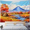 Colorful Mountain & Lake Rural Landscape Oil Painting Tapestry Retro House Art Decor Home Wall Hanging Canvas