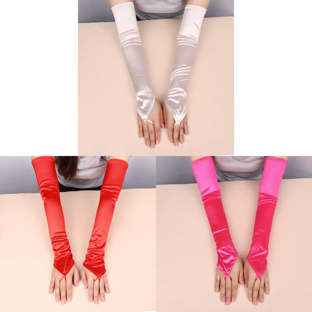 Summer Satin Fingerless Gloves With Sunblocking Function For Dress Up And Events