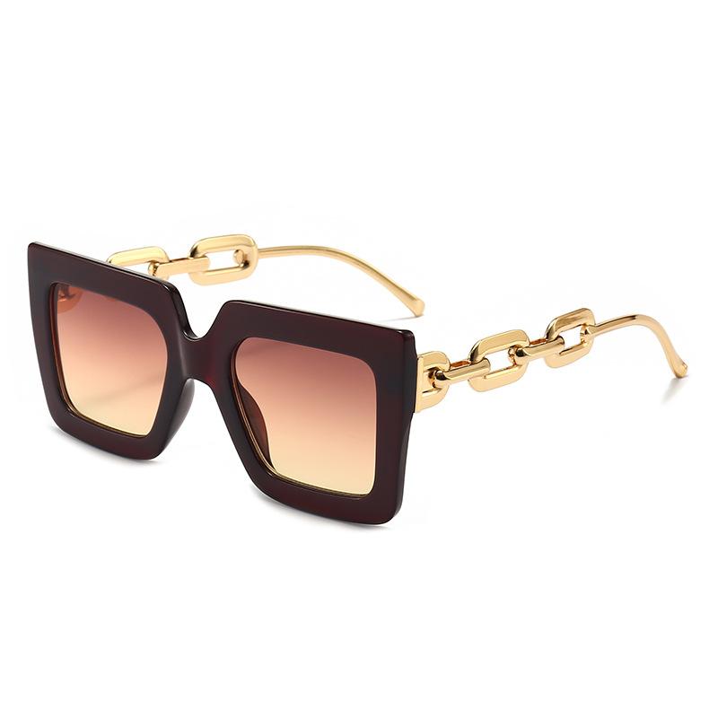 Elegant Summer Square Women's Sunglasses 2024 Fashion Chain Metal Frame Sunglasses For Woman Brand Designer Fashion Shades Eyewe