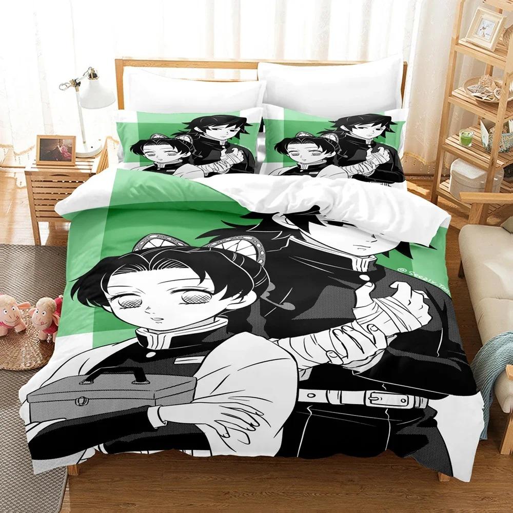 

Pillowcase Twin Full Queen King Bedclothes Bed Linen with 3D Anime Demon Slayer Kimetsu no Yaiba Bedding Sets Duvet Cover Set Tool 70x133cm 2pcs