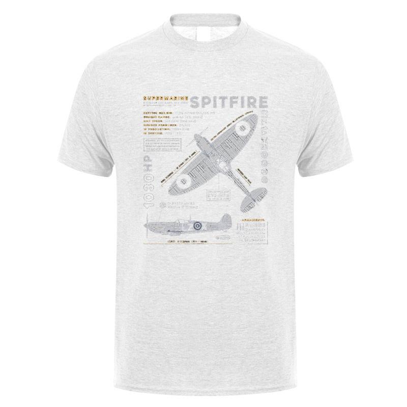 Novelty Spitfire T Shirt Fighter Plane WW2 War Pilot Aircraft Airplane Tshirts Unisex Cotton Tee Short Sleeve TShirt Gift DY303