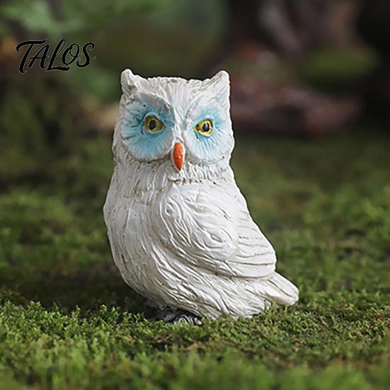 Small Animal Statues Mini Simulation Owl Resin Figurine, Lifelike Feather Texture Statue, Weather-Resistant Micro Fairy Garden Accessories Landscape