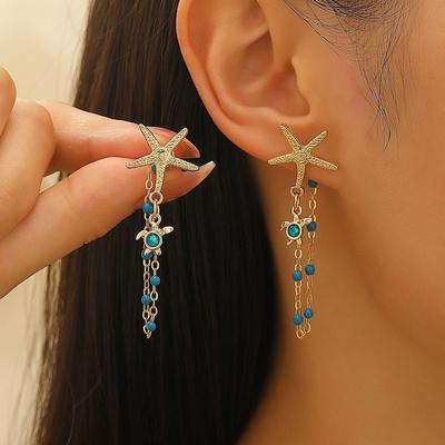 Bohemian Vacation Beach Style Sea Star Turtle Earrings For Women