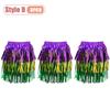 Jupe à Franges Carnaval Violet Or Vert Costume de Danse Mardi Gras Jupe de Spectacle Danse du Ventre avec Franges Accessoire de Fête
