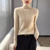 Women's Autumn Winter Pile Neck Knit Pullover Long Sleeve Slim-Fit Thin Inner High Neck Base Layer