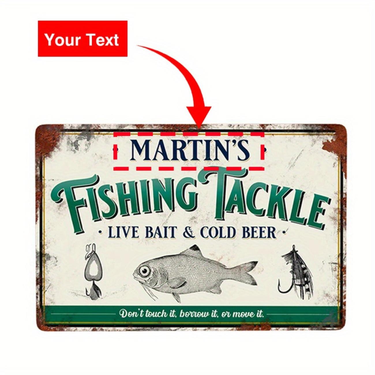 

1pc Personalized Fishing Metal Sign 8x12 Inch Tin Plate Wall Art Home Bar Man Cave Garage Decor білий
