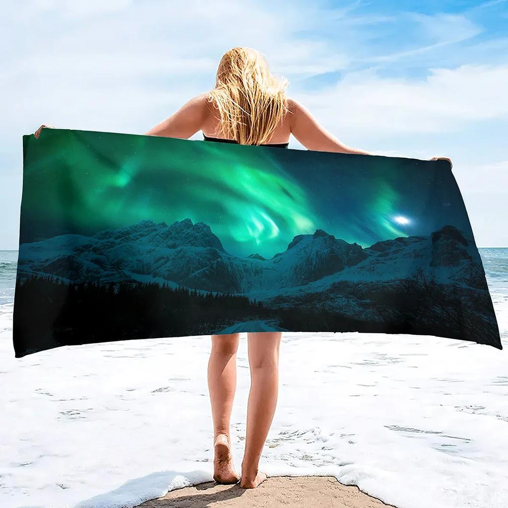 Oversize Beach Towel Clearance Towel, Aurora Polaris Travel Pool Towel,Quick Drying Blanket Sandless Towel Lightweight Beach Mat