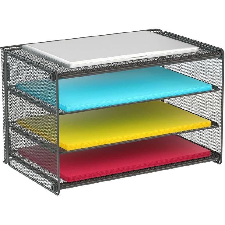 Samstar Paper Letter Tray, 3 Tier Desk File Organizer Paper Sorter Letter Shelf Rack, Mesh Made,Black ... 3 Tier
