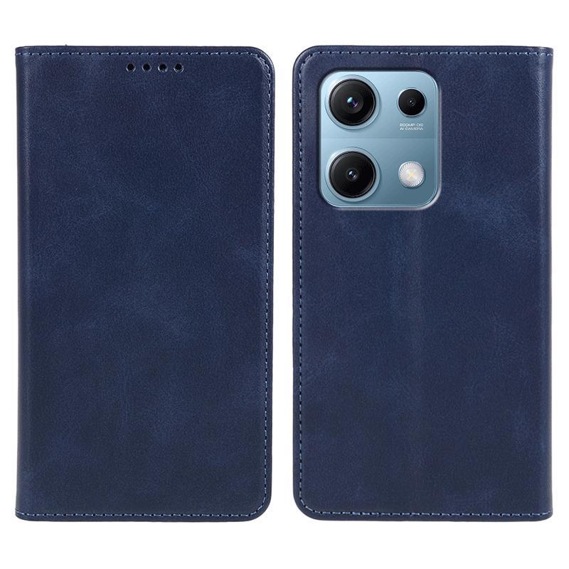 

For Xiaomi Redmi Note 14S 4G Case Strong Magnetic PU Leather Phone Cover Calf Texture Blue