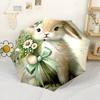 Adorable Bunny With Daisies Automatic Umbrella With Folding Feature Compact 8 Rib Design Lightweight Travel Essential Fashionable Accessory Best For