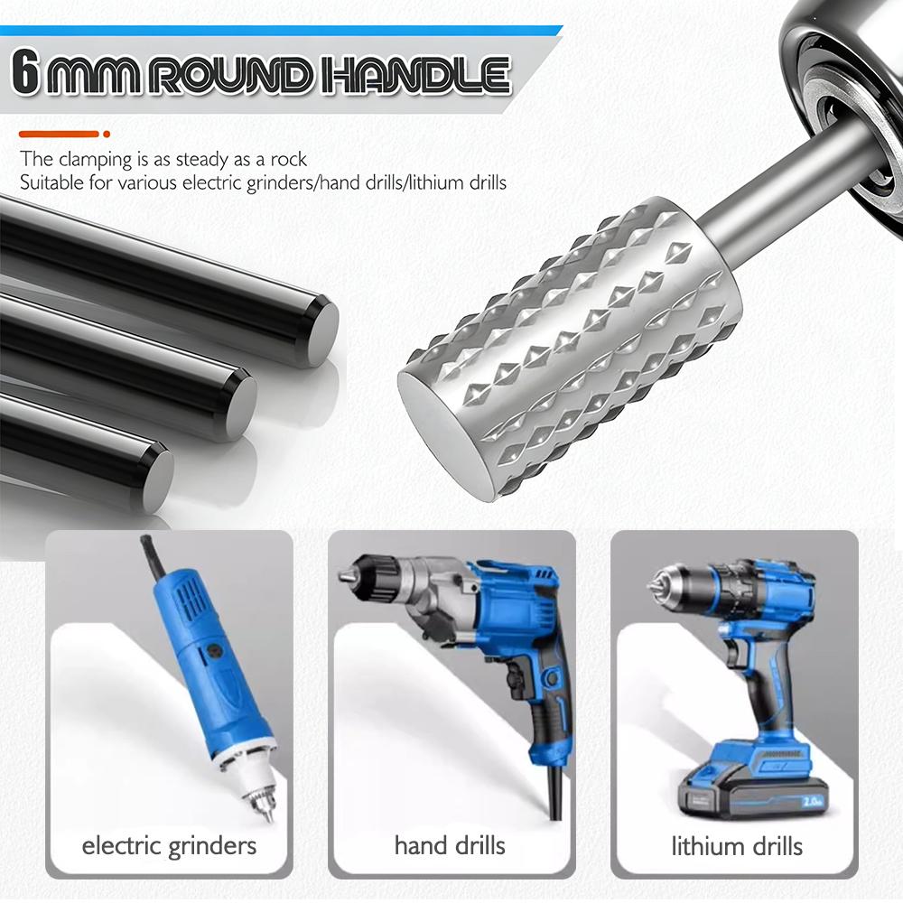 6-Piece Woodworking Rotating Irregular-Shaped File Set Steel Files with Round Handles Grinding and Polishing Tools Deburring