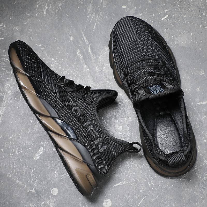 Flying Woven Shoes Men's Summer Breathable Mesh Shoes Casual Sports Mesh Shoes Men's Versatile Trendy Soft-soled Coconut Shoes Trendy Shoes