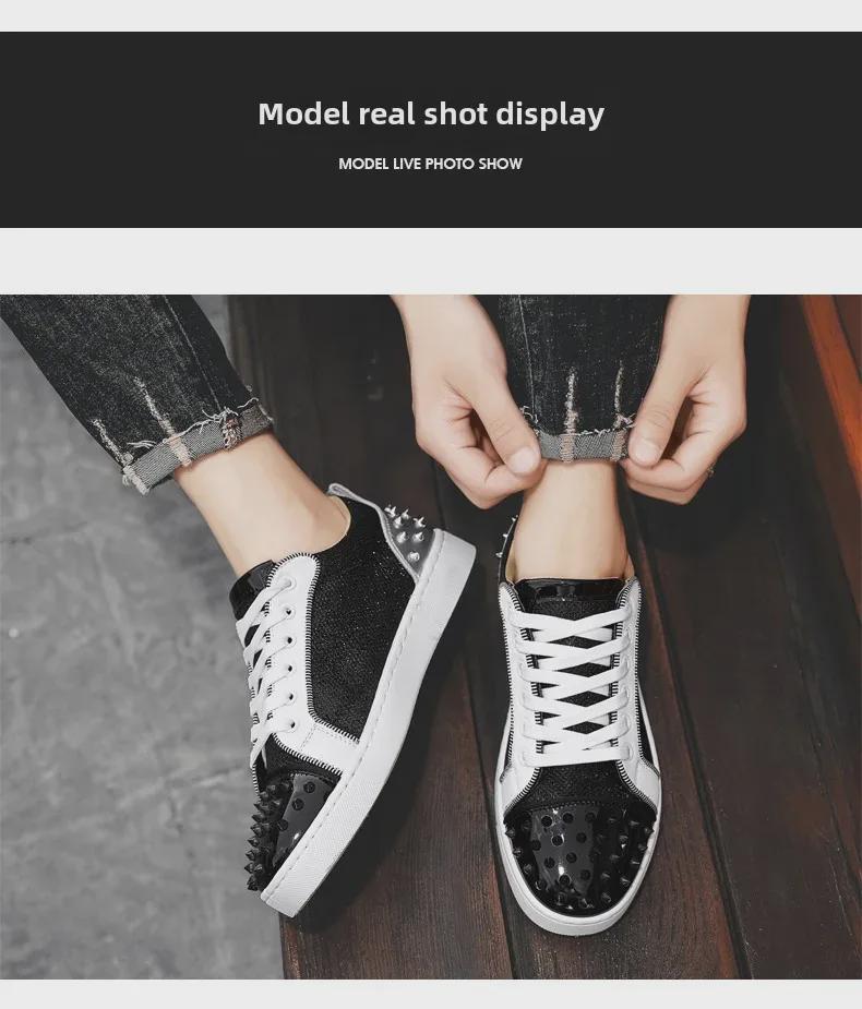 Men's 2024 Autumn Black Rivet Casual Fashion Sneakers