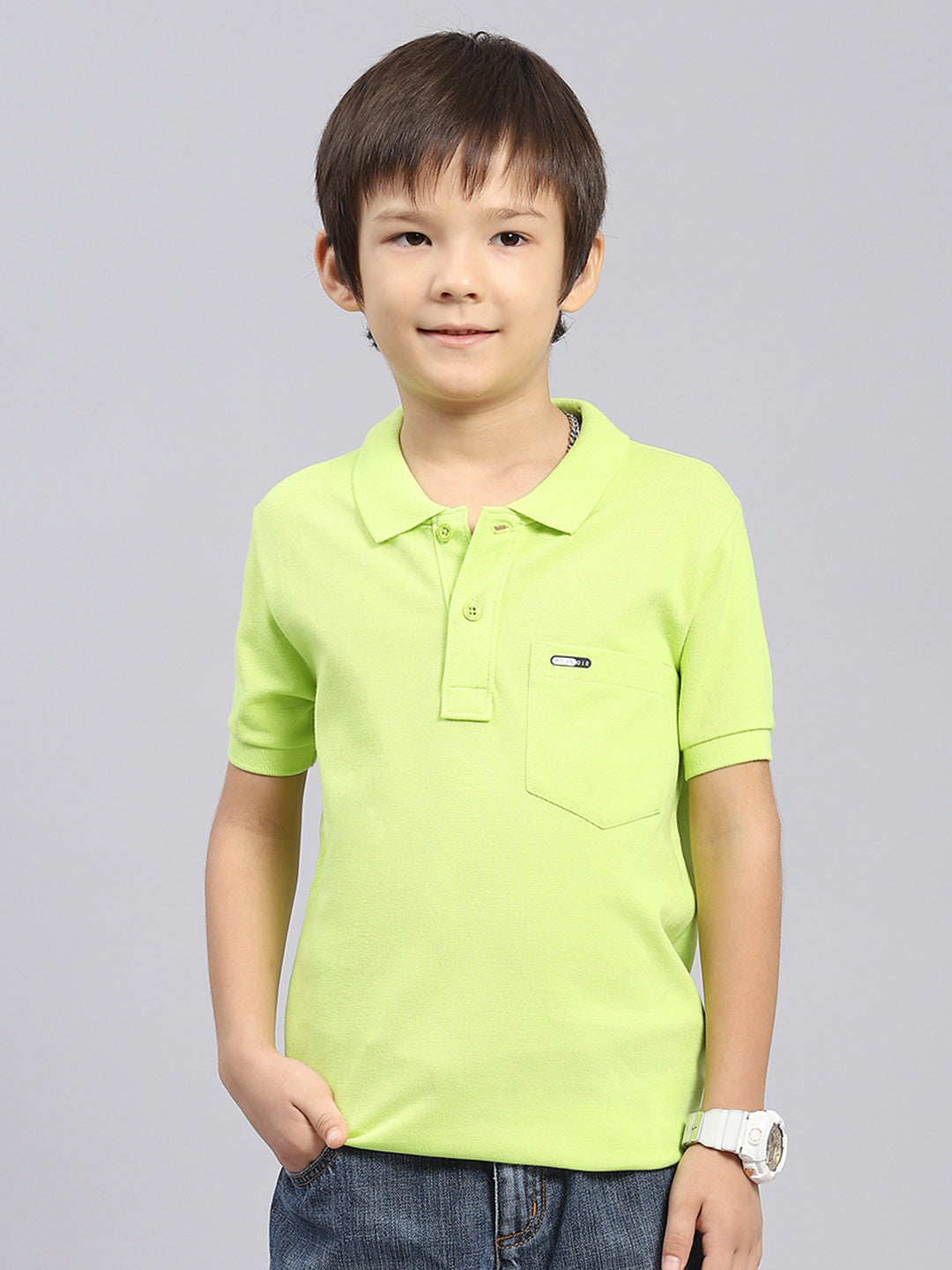 Monte Carlo Boy Regular Fit Fluroscent Green Tshirt 7-8 Years
